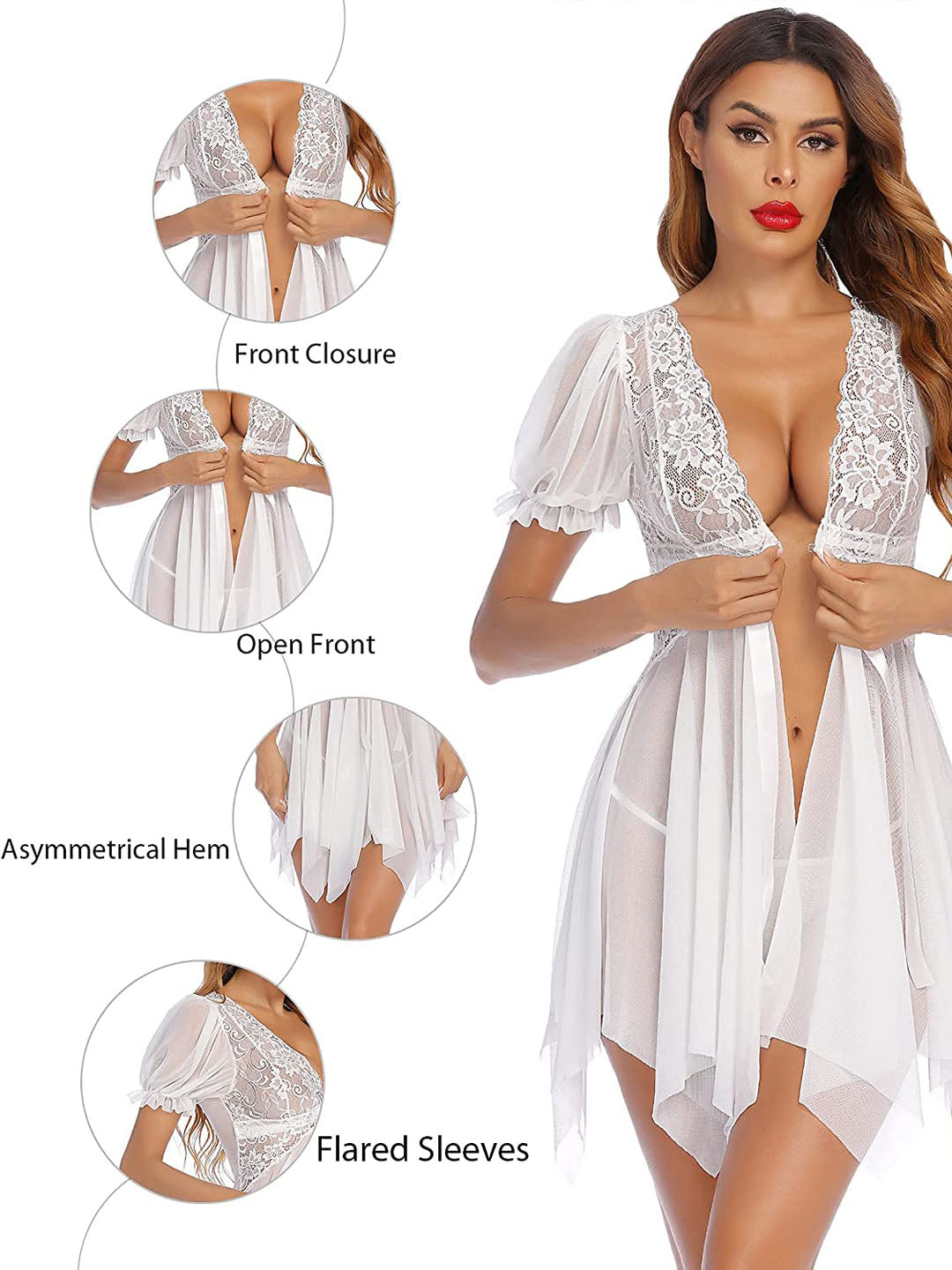 Lace Embroidered Babydoll Sleepwear