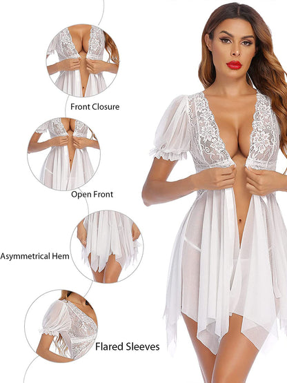 Lace Embroidered Babydoll Sleepwear
