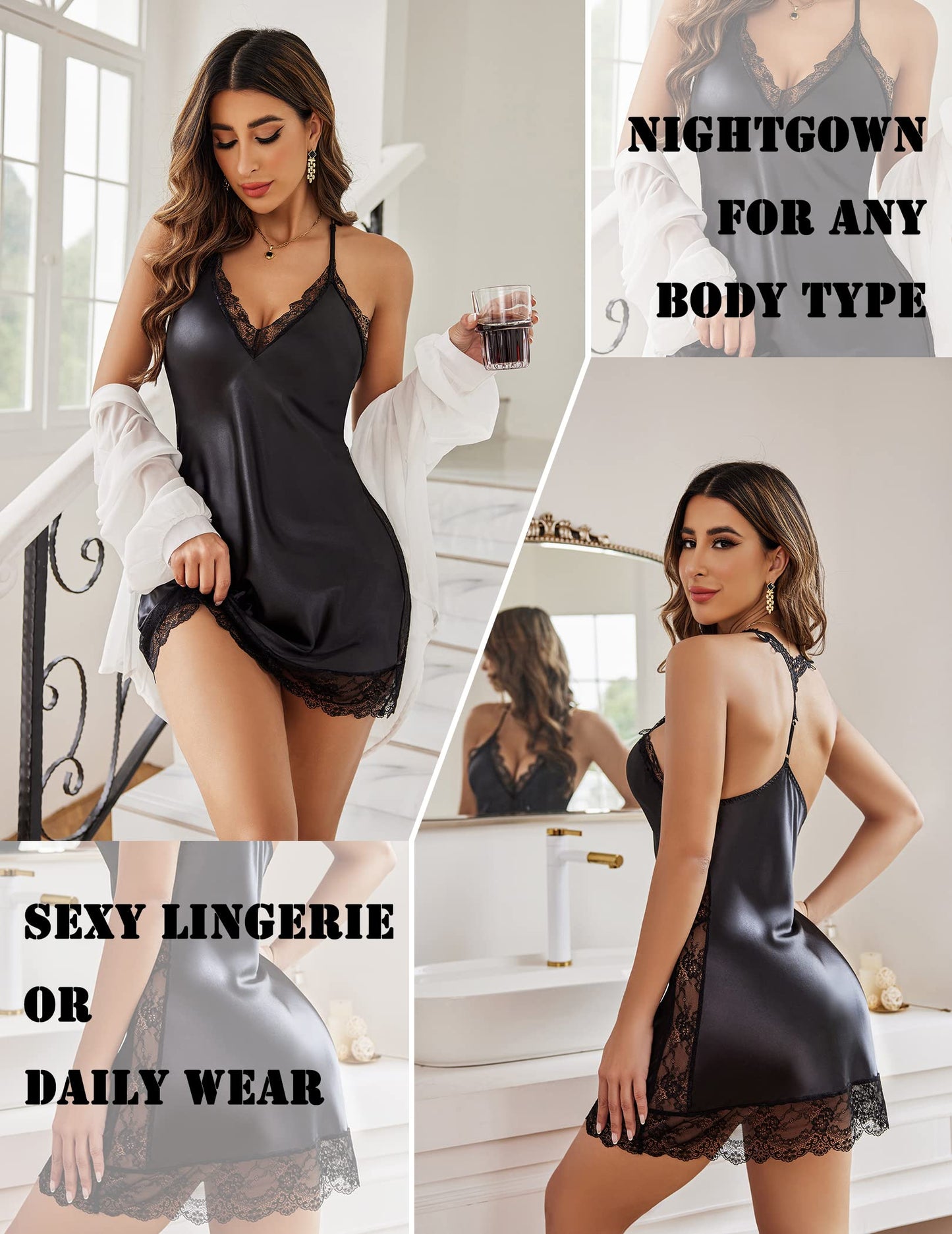 Long Sheer V Neck Nightgown