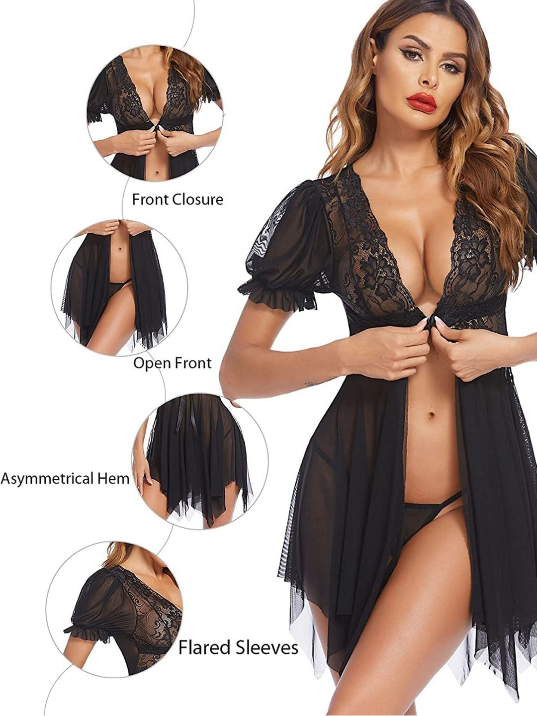 Lace Embroidered Babydoll Sleepwear
