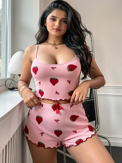 Pink Strawberry Night Suit