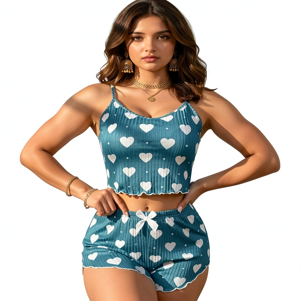 Green Ribbed Short Set