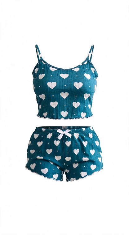 Green Ribbed Short Set