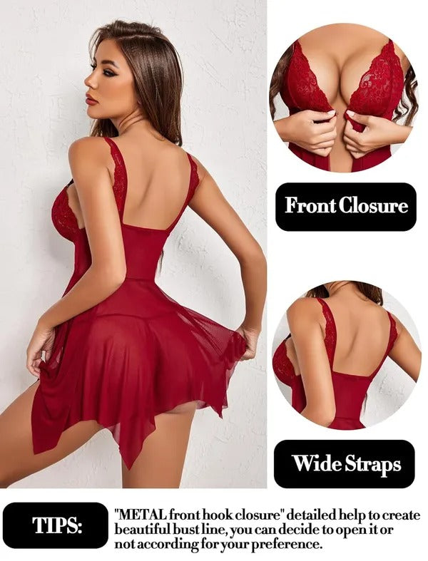 V Neck Front Closure Nightwear