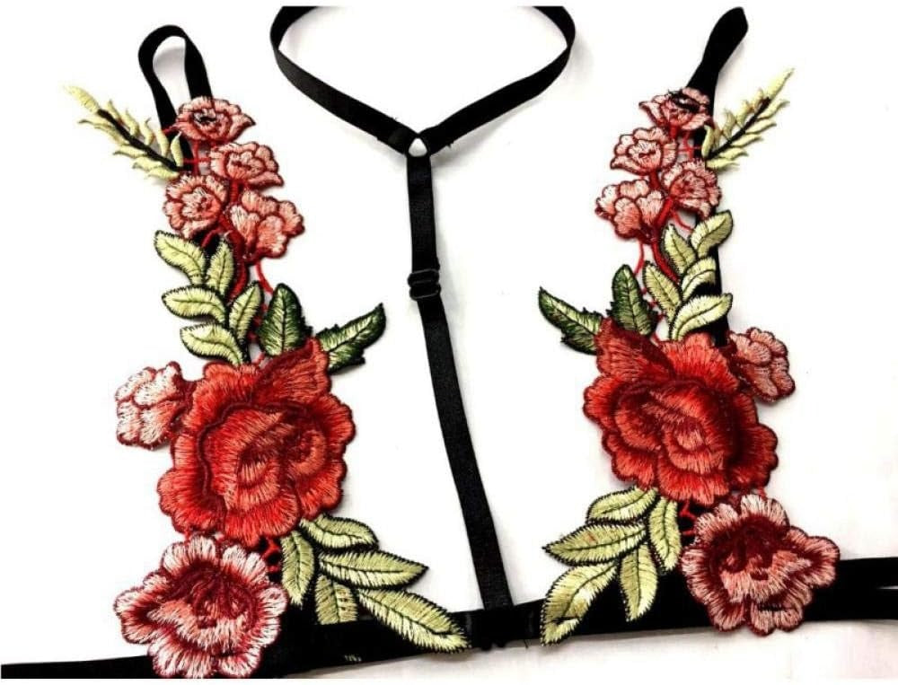 Floral Embroidered Strappy Lingerie Set