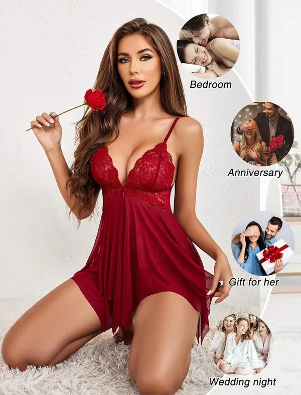 V Neck Front Closure Nightwear